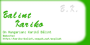 balint kariko business card