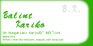 balint kariko business card